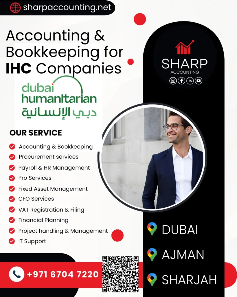 Accounting & Bookkeeping FOR IHC , Dubai Humanitarian Free Zone Companies